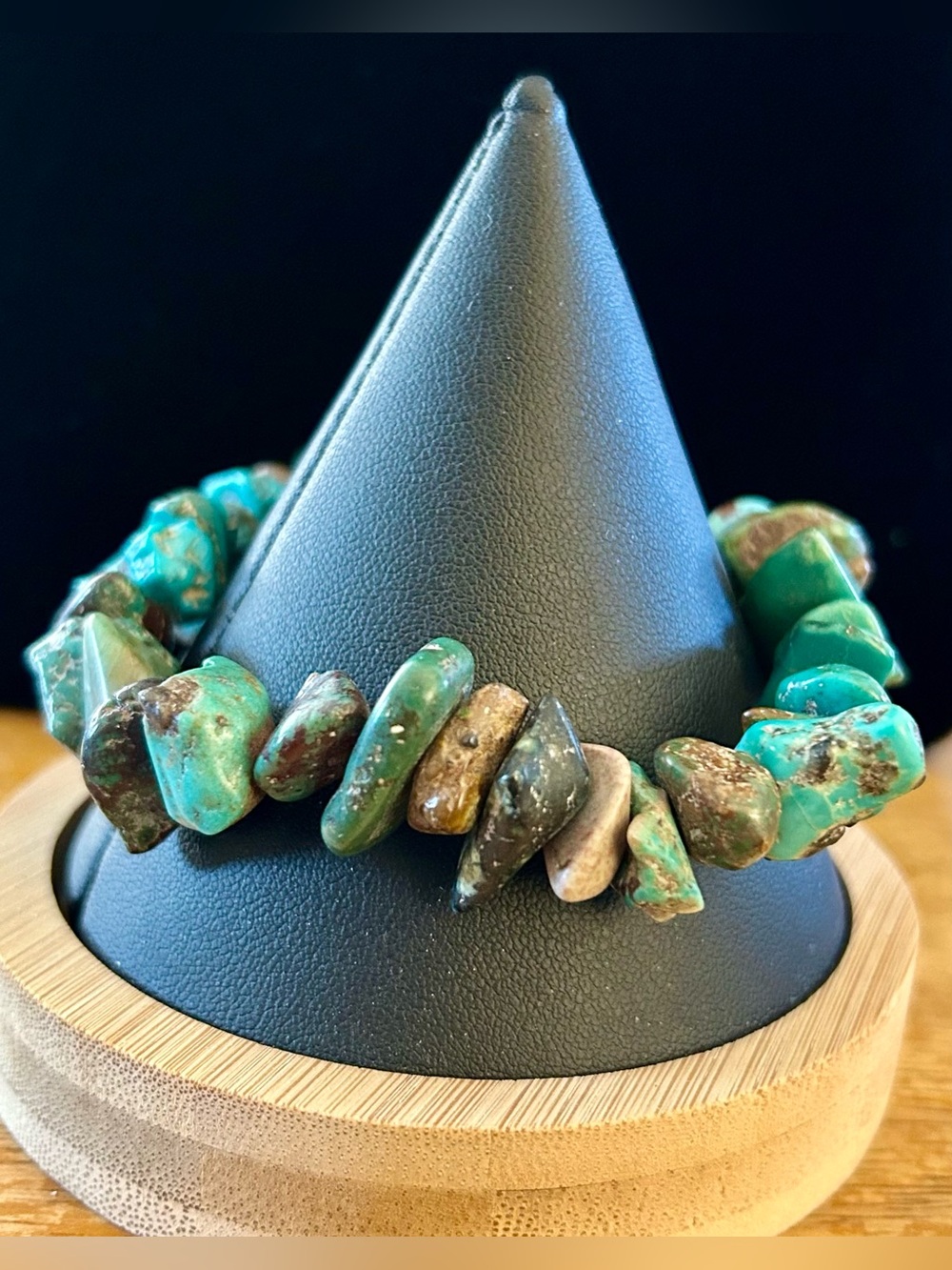 Turquoise Chip Stretch Bracelet - Green Stone Beaded Jewelry